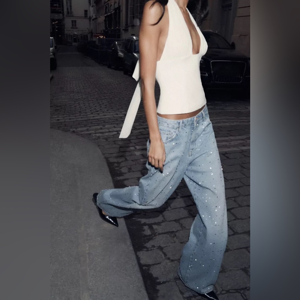 wild fable Light Blue Straight Leg Jeans with Sparkle